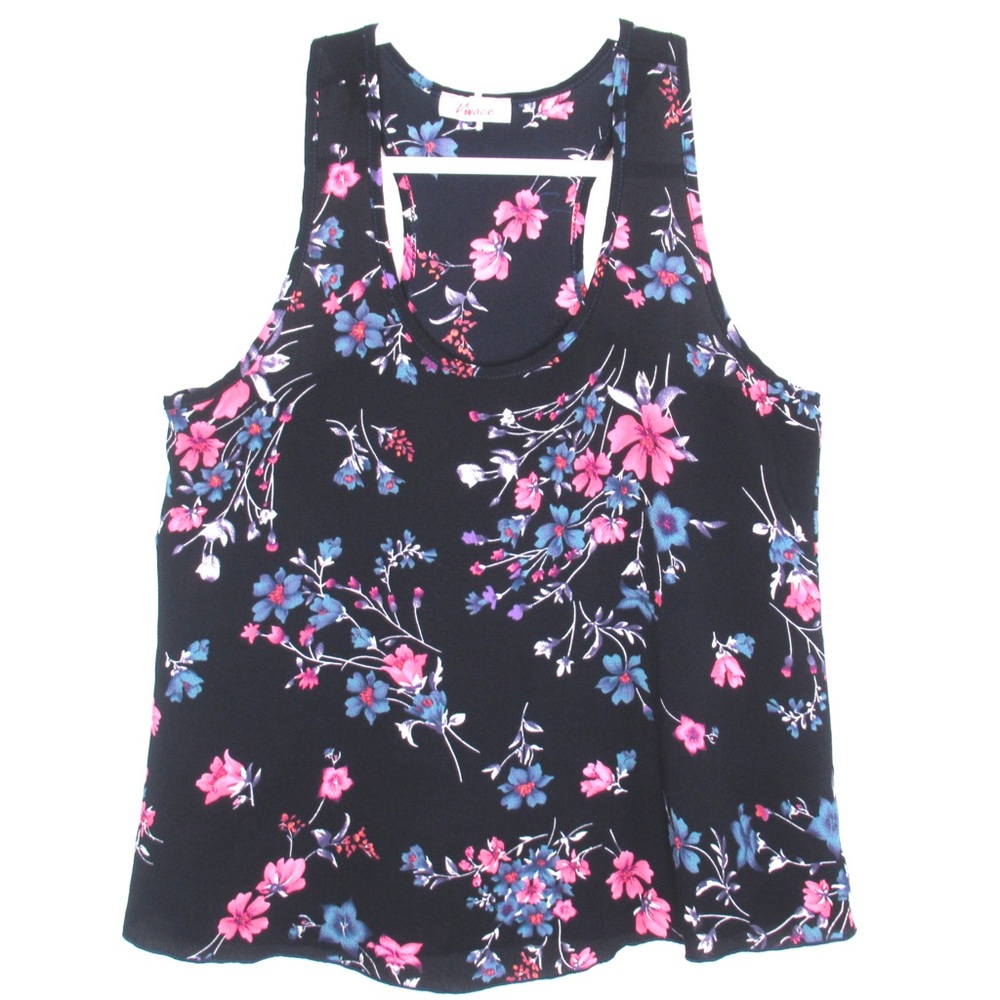 💎Vivace Black Floral Racerback Tank Top Size Small